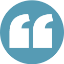 quote icons on a teal background