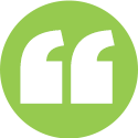 quote icons on a green background