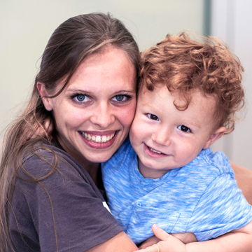 teaching hugging kid